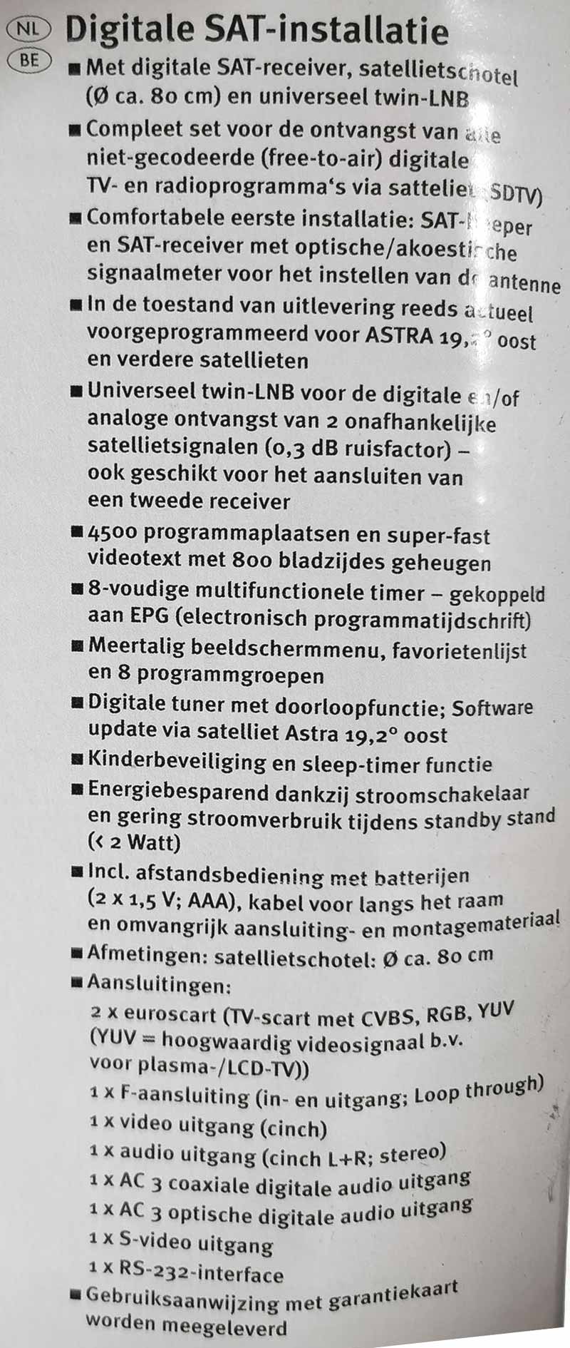 Digitale satelliet installatie, schotelantenne, LNB
