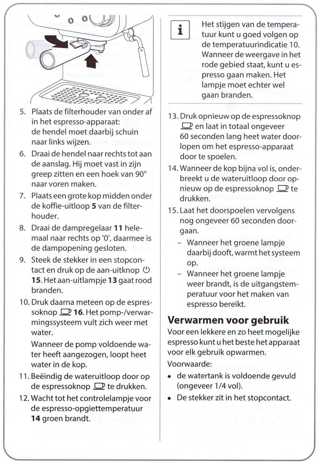 Inbedrijfstelling espresso en cappuccino koffiezet