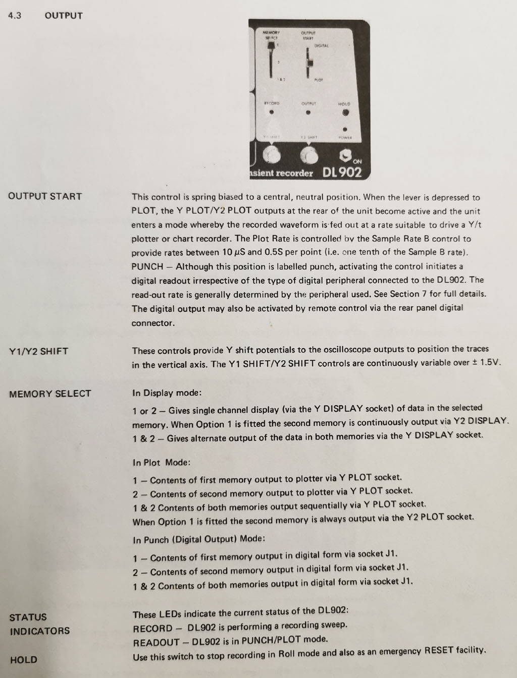 Transient Recorder DL 902, bediening